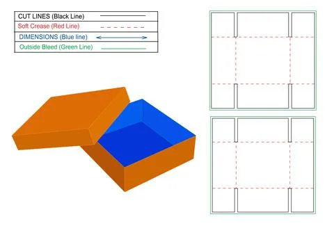 Two piece rigid box or two lid box, Box with top lid and bottom lid Stock Illustration