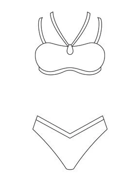 A two-piece swimsuit with thin straps and embellishments, a women's swimsuit 库存插图