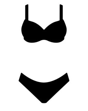 A two-piece swimsuit with thin straps, a women's swimsuit, or a bikini - vector Stock Illustration