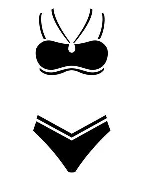 A two-piece swimsuit with thin straps and embellishment, a women's swimsuit Stock Illustration