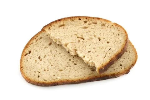 Two pieces of bread on white background Stock Photos