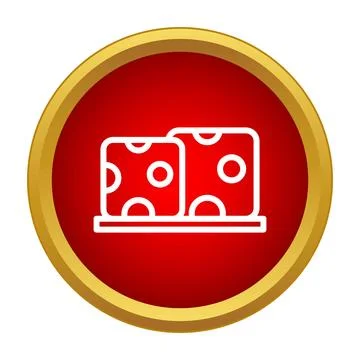 Two pieces of cheese with holes in a red circle Stock Illustration