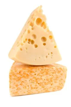 Two pieces of cheese Stock Photos