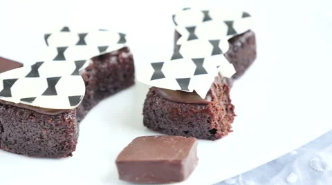 Two pieces of chocolate cake with fork Stock Footage 60306459