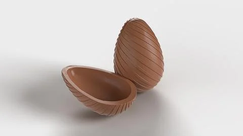 Two pieces of chocolate egg on white background Stock Illustration
