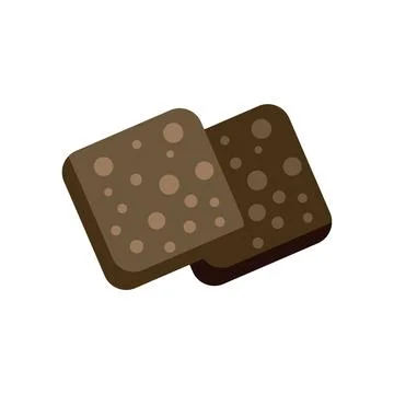 Two pieces of chocolate with nuts lying on top of each other Stock Illustration