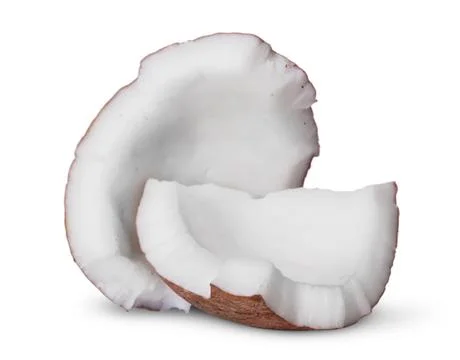 Two pieces of coconut pulp Stock Photos