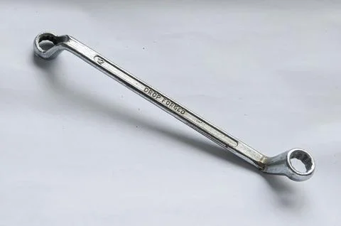 Two Pieces of Double Ended Ring Spanner in an Isolated Background Stock Photos