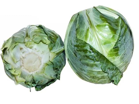 Two pieces of fresh cabbage isolated on white background Фото