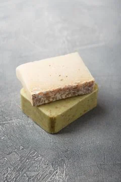 Two pieces of handmade soap Stock Photos