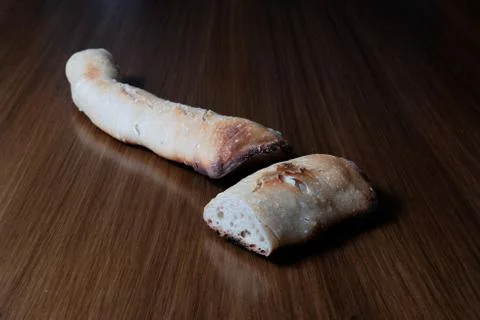 Two pieces of home made bread over the kitcleh ntable Foto stock