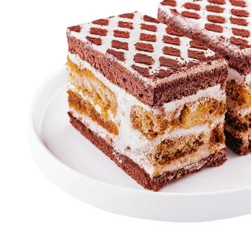 Two pieces multi-layered cocoa sponge cake Stock Photos