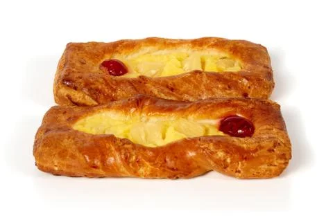 Two pieces of pastry Stock Photos