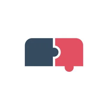 Two pieces Puzzle icon, two colors. teamwork solution symbol. Stock Vector il Stock Illustration