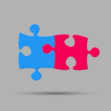 Two Pieces Puzzle. Two Steps. Jigsaw. Logo. Stock Illustration