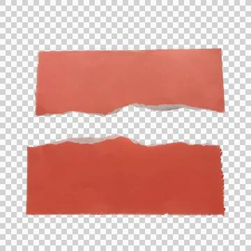Two pieces of red torn paper with rough edges Stock-Fotos