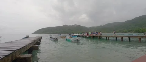 Two piers on the Caribbean coast Stock Footage 242291483