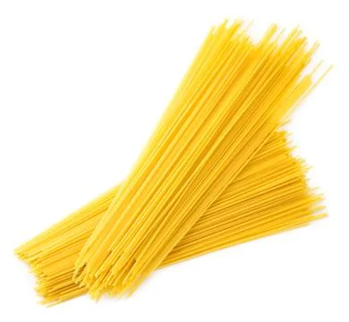 Two piles of raw spaghetti on a white background. The view of top Stock Photos