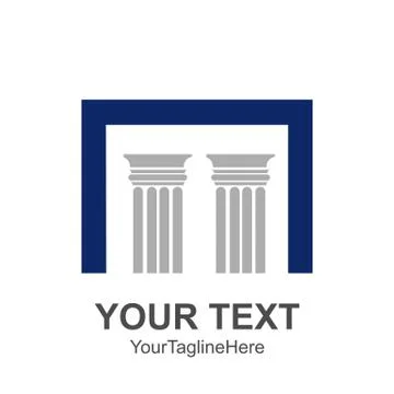 Two pillars with a capital N square letter for the architectural development  Stock Illustration