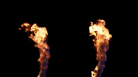 Two pillars of flame shooting vertically upward easily separated Stock Footage 77134600