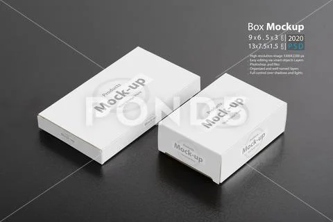 Two pillbox packages on black texture mock-up series PSD Template