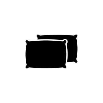 Two Pillows for Sleeping, Feather Cushion. Flat Vector Icon illustration. Sim Stock Illustration