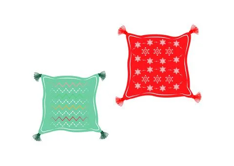 Two pillows with winter decoration Stock Illustration