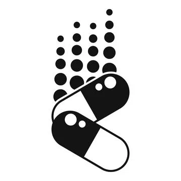 Two pills dissolving into small particles Stock Illustration
