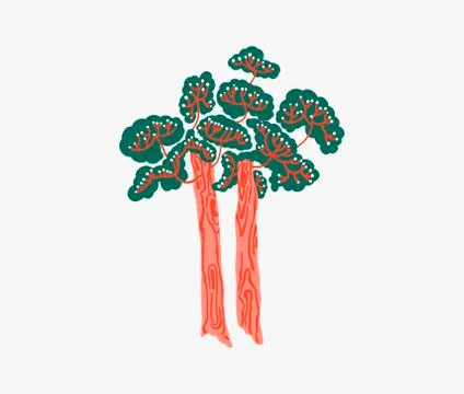 Two pine trees in the ancient style of South Korea Illustrazione stock