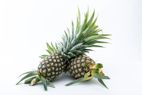 Two pineapple on the white background. fruit in Thailand. Stock Photos