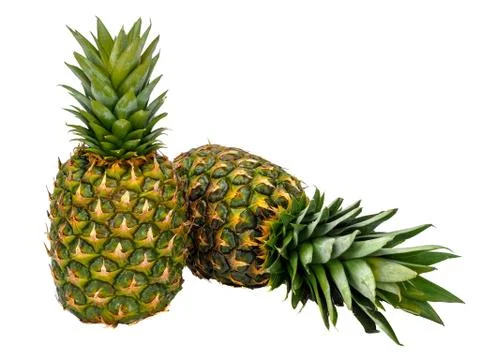 Two pineapples isolated on white Stock Photos