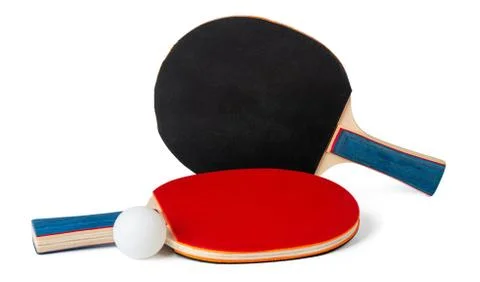 Two ping pong rackets isolated on white background Stock Photos