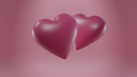 Two pink hearts, 3d render, love concept. alpha channel Stock Footage 263376500
