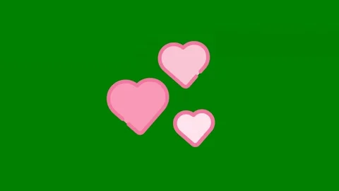Two pink hearts green background green screen animated chromakey background Video stock 314067274