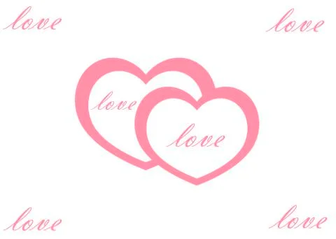 Two pink hearts Stock Illustration