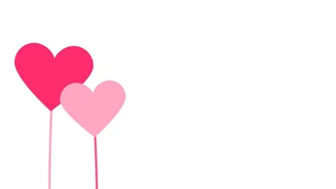 Two pink hearts on sticks, one dark pink and one light pink, against a whit.. 库存影片 339127600