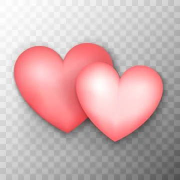 Two Pink Hearts Transparent Background Stock Illustration