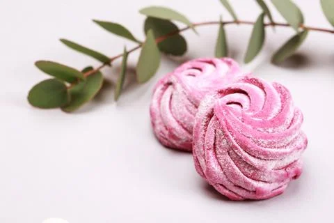 Two pink marshmallow Stock Photos