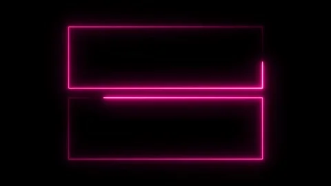 Two pink neon rectangle frames glowing on black background for presentation Stock Footage 308713266