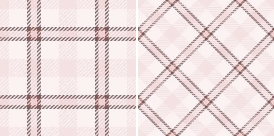 Two pink plaid textile patterns, a classic grid, a  diagonal argyle variation Stock Illustration