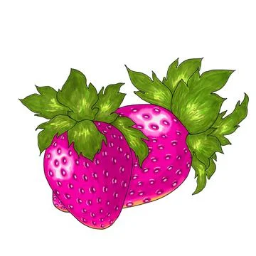 Two pink strawberries on a white background Stock Illustration