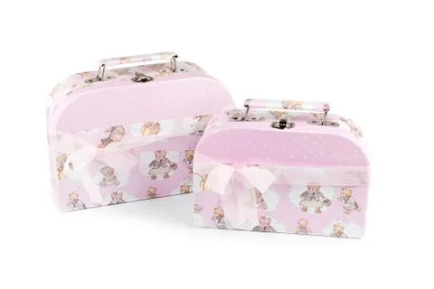 Two pink suitcase Stock Photos