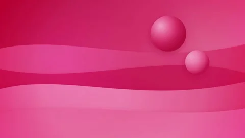 Two pink three-dimensional spheres float above undulating fuchsia wave shape Stock Footage 340678396