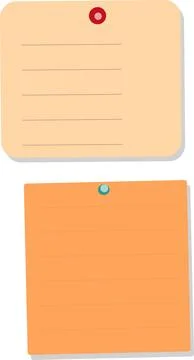 Two pinned notes on corkboard with pushpins Stock Illustration