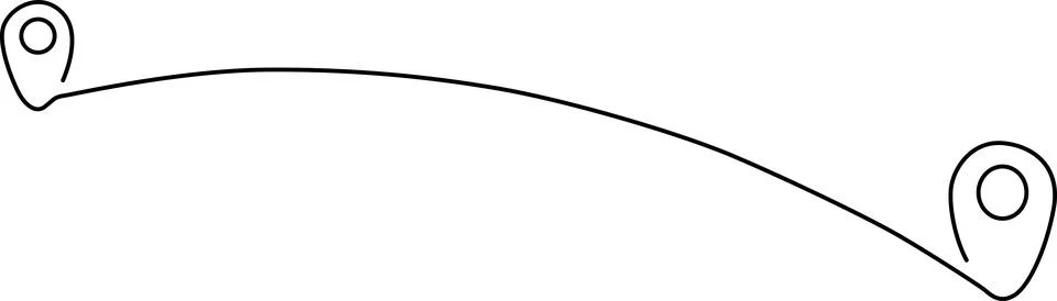 Two pins on a curved line Vector Illustrazione stock