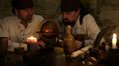 Two pirates are chosing the next destination Video stock 58966410