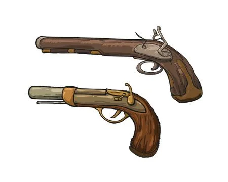 Two pirates guns, isolated on white background Stock Illustration
