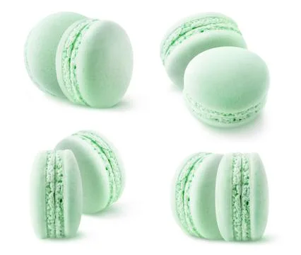 Two pistachio or mint macarons set Stock Photos