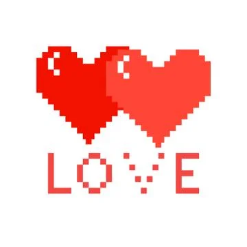Two pixel hearts with love  . Stock Illustration