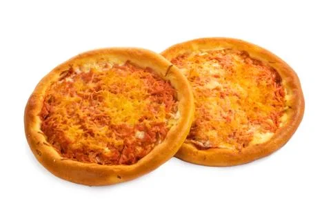 Two Pizza isolated on a white background Stock Photos